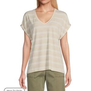 Tommy Bahama Kauai Stripe Short Sleeve V-Neck Tee Shirt, So soft & comfy! Sz L